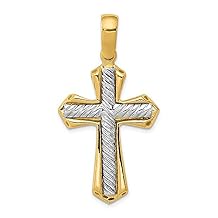 Diamond2Deal 14K Yellow Gold Two-tone Religious Crucifix Cross Pendant L- 42 mm W- 21 mm