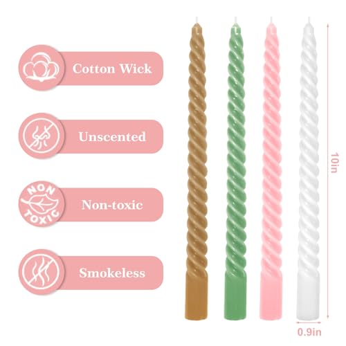 Bougies torsadées roses et blanches de 25,4 cm Whaline pour centre de table - 2