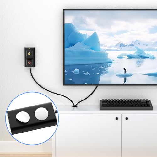 Image of PC Power Button, External Desktop Computer Power Switch Splitter ON Off Reset SW HDD LED PC External Power Supply Button for Motherboard (Aluminum)