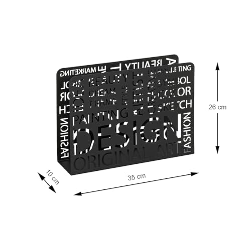 HAKU Möbel Zeitungsständer schwarz, Metall - Maße: B 35 cm x H 26 cm x T 10 cm, Style: Modern