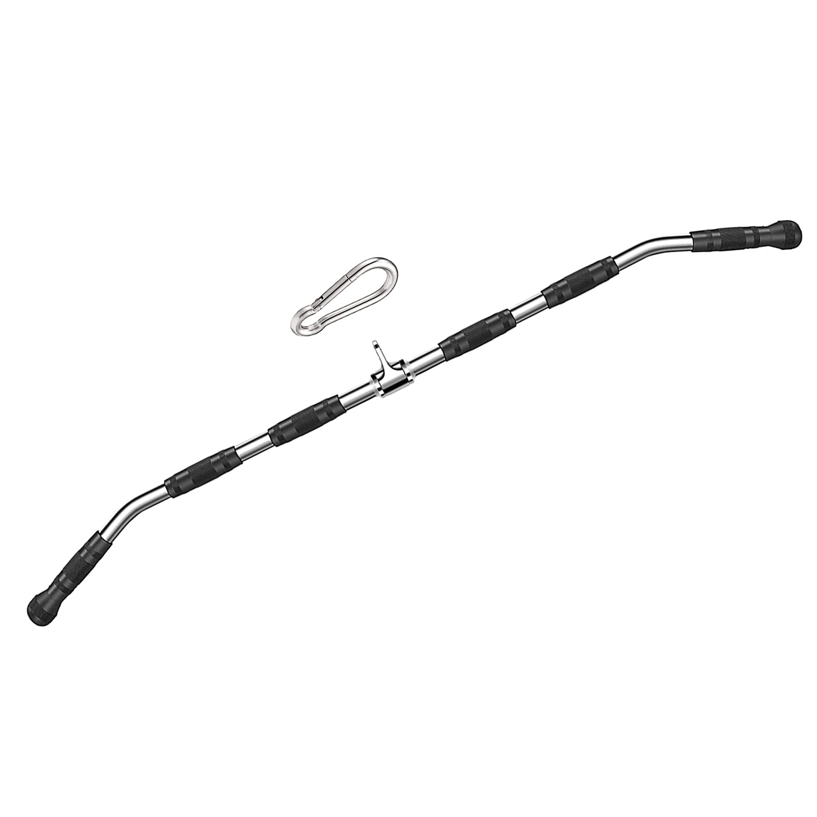 Time wave 47In LAT Pull Down Bar Attachment, Deluxe Revolving Bar with Full Rotation and Rubber Handle for Gym, Strength Workout Accessories, Body Training, Muscle Building and Weight Loss
