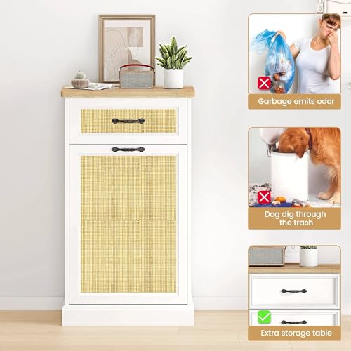 Image of Space-Saving Tilt-Out Kitchen Trash Can Cabinet with 10-Gallon Hidden Storage - Freestanding Garbage Disposal Solution for Organized Kitchens