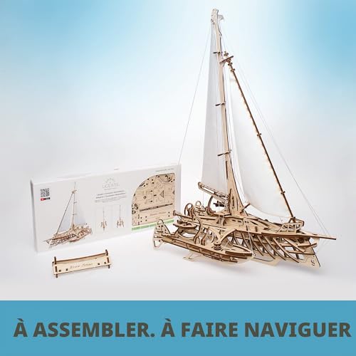 UGEARS Trimaran Merihobus Modèle 3D en Bois - Puzzle A Encastrement Adulte - Miniature Mécanique - Puzzle à Construire - Jeu Educatif Enfant - Casse Tete Kit De Construction 3D - De Collection – vue 4