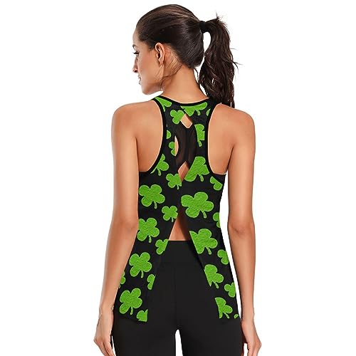 Women's Workout Tank Top St-Patricks-Shamrock-Clover Sleeveless Sport Gym Top Athletic Yoga Tank Top