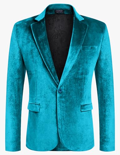 Image of COOFANDY Men's Velvet Blazer Notched Lapel Velour Suit Jacket One Button Tuxedo Jackets for Wedding Prom Party Dinner