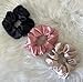 Handmade Silk Scrunchies for Hair, Silk Ponytail Holders, Scrunchies for Women, Satin Scrunchies for Girls, set of 3 (Black,Rose,Beige)