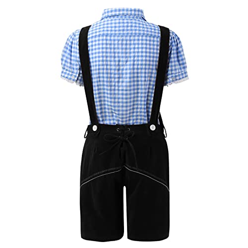 Traje de Oktoberfest para mujer con camisa a cuadros y pantalón cómodo para la fiesta de la cerveza 6