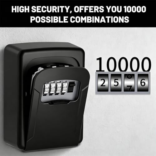 Image of Key Locker Box Outdoor, Wall Mounted Key Safe Locker for Home, Mechanical Combination Lock Box, Secure Lock Box for House Keys, Waterproof Key Storage Box for Home, Office and Rental Property