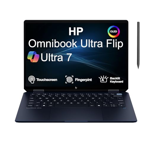 Image of HP Omnibook Ultra Flip Creator 2-in-1 Laptop 14.0 inch Touchscreen OLED 2.8K Display (Intel Ultra 7-258V, 32GB LPDDR5X, 1TB PCIe SSD, Backlit KB, Active Pen, Fingerprint, Win 11 Pro) w /Dockztorm Hub