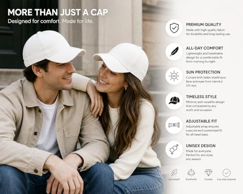 Image of Bindian Unisex Baseball Cap for Men Women, Adjustable Strap Cotton Hat, Breathable Lightweight Casual Sports Cap, Sun Protection Curved Brim, Everyday Wear for Travel Gym Outdoor Activities