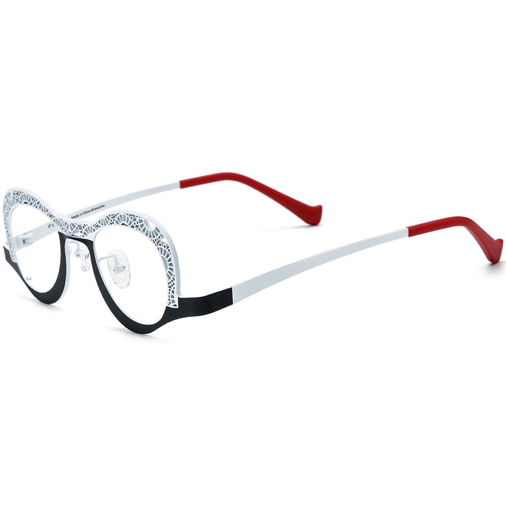 FONEX Colorful Pure Titanium Glasses Frame Women Retro Round Eyeglasses