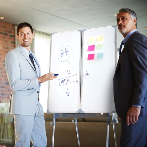 Image of AmazingSpark 60 inch x 40 inch Foldable Whiteboard Dry Erase Board Large Tri Folding Whiteboard Magnetic Dry Erase Board, Wall Aluminium Frame and Flip Out Pen Tray for Office, Home