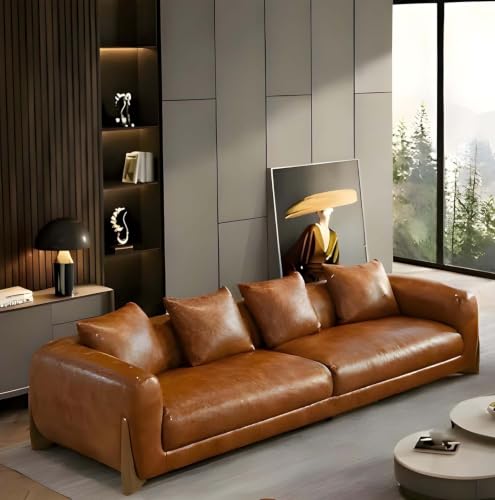 Image of Luxury Leathrette Contemporary Sectional Sofa Set with Chaise Lounge & Cushions - Perfect for Living Room, Guest Room & Office (1, BROWN1)