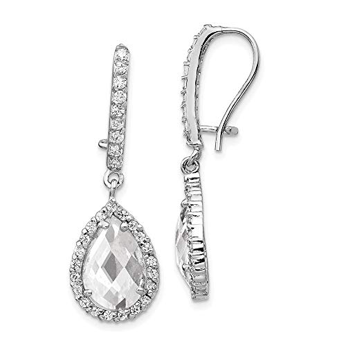 925 Sterling Silver Checker Cut Pear Cubic Zirconia Cz Kidney Wire Leverback Earrings Lever Back Drop Dangle Fine Jewelry For Women Gifts For Her