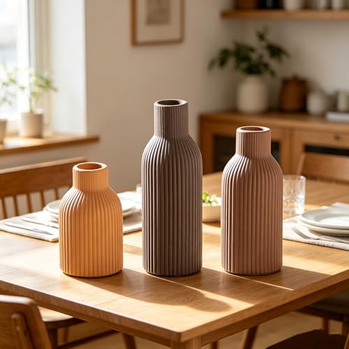 Jarrones de cerámica para decoración del hogar que transforman espacios vacíos café 6