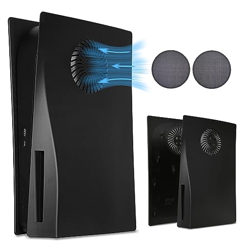 Plaque frontale pour PS5 anti surchauffe coque noire contre poussière et résidus