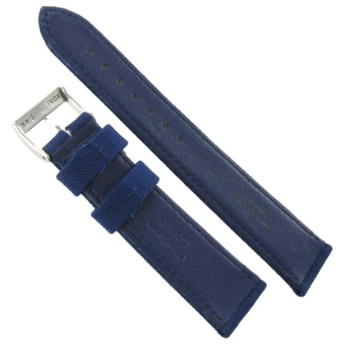 20mm Milano Padded Stitched Genuine Cordura Canvas Navy Blue Watch Band