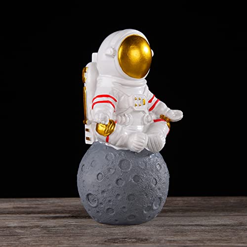 Brabud Resin Astronaut Statue Sitting On Planet Cartoon Art Decoration For Home Tv Cabinet Bookshelf Desktop Bedroom Shop Collectible For Space Lovers Tqgjbs309 #TOP2