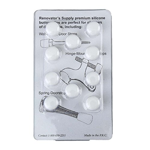 Renovators Supply Manufacturing Silicone Door Stopper Tip 5/8 In. White Premium Silicone Door Stopper Tips 10 Replacement Caps #TOP2