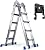HBTower A Frame 5 Step Extension Ladder 19 Ft, Multi Position Ladder with Removable Tool Tray and Stabilizer Bar, 330 lbs Capacity Sturdy Durable for Home and Outdoor Work