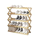 Zoe home 5 Tiers Bamboo Schuhregal, freies Installations Folding Faltbare Schuhregale Blumen-Anzeigen-Regal Ständer Schuh-Speicher-Organisator Bodenschuhschrank (Größe : 70cm)