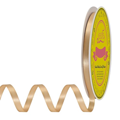Image of Double Face Gold Satin Ribbon 1 /4 inch X 50 Yards Polyester Gold Ribbon for Gift Wrapping Very Suitable for Weddings Party Hair Bow Invitation Decorations and More