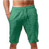 Muscularfit Amazon Shopping Online Website Mens Casual Shorts 11 Inch Inseam Cotton Linen Shorts Drawstring Elastic Waist Shorts Summer Fashion Beach Shorts Mens Shorts Cargo Green XL