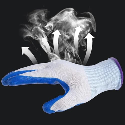 Image of Multipurpose Nylon Anti Cut PU Nitrile Coating Work Safety Gloves White-Blue Pair 4
