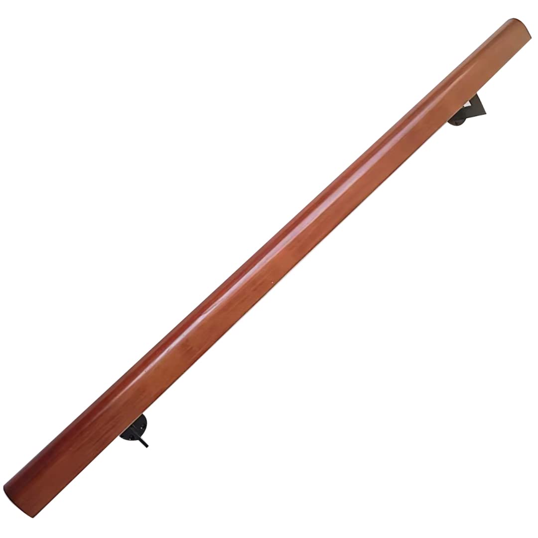 Wooden Stair Handrails, 3ft Safety Non-Slip Staircase Handrail, Professional Pine Stair Handrail with 2 Wall Mount Supports, Stair Railing for Bars Lofts Guardrail Corridor