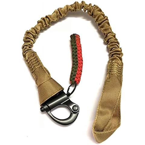 H World Shopping Tactical Adjustable Quick Release Retractable Safety Sling Lanyard for Outdoor Sports Airsoft Hiking Tan Cover