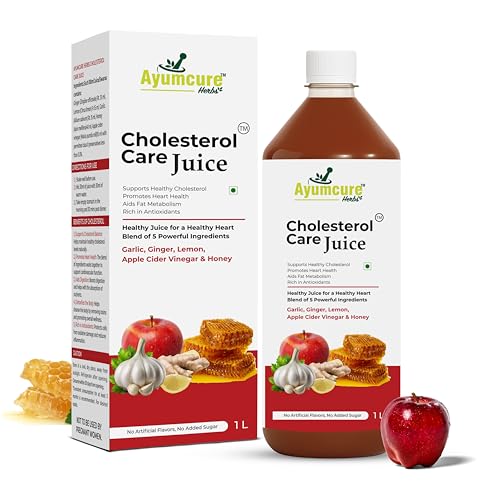 Image of Ayumcure Cholesterol Care Juice | Ayurvedic Heart Health Drink with Garlic, Ginger, Lemon, Apple Cider Vinegar & Honey | Supports Healthy Cholesterol & Triglyceride Levels|Sugar-Free|Men & Women | 1L