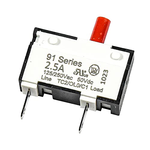 HQRP Push-to-Reset Thermal Circuit Breaker Switch 91-Series Compatible with Dyson 917733-01 DY-91773301 916168-01 DC27 DC41 DC65 DC66 UP13 UP19 UP20 Upright Vacuum 125VAC 50VDC 2.5A, Brushroll Reset