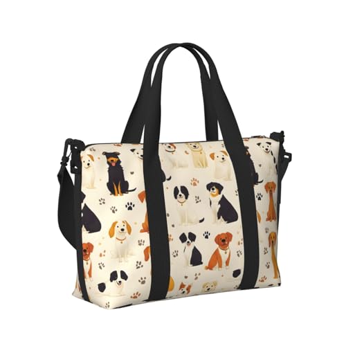 Laptop Tote Bag for Women Work - Colorful Puppy Paw Print Weekender Overnight Bags for Women Travel, Gym Duffle Bag for Men, Personal Item Crossbody Travel Bags for Men Carry On - Main Image
