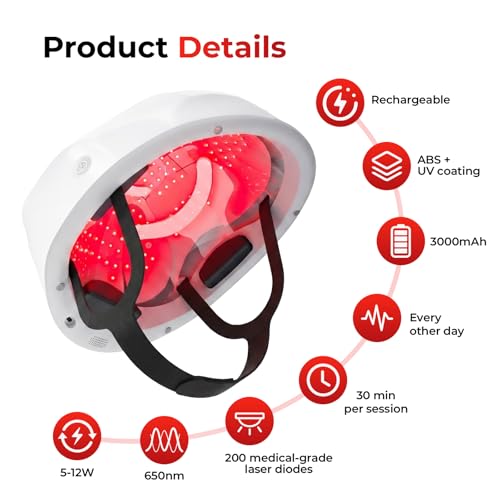 Image of Laser Red Light Therapy for Hair Growth,FDA Cleared Hair Growth Device for Men & Women,650nm Low Level Laser Therapy for Thinning Hair & Alopecia, 200 Lasers Full Scalp Coverage Home Use(KCA451-200S)