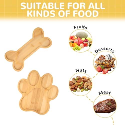 Set de 2 bandejas de bambú con forma de pata y hueso miniatura 4