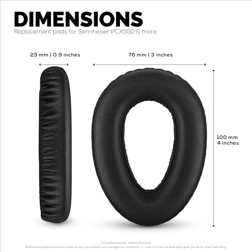 Image of Replacement Earpads for Sennheiser PXC480, PXC550, PXC 550-II, MB660 UC, MB 660 MC Headphones, Soft PU Leather Cushions, Easy & Quick Installation, by Brainwavz (Black)