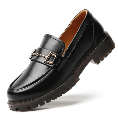 Image of Loafers for Women Women's Black Penny Loafer Leather Comfortable Flats