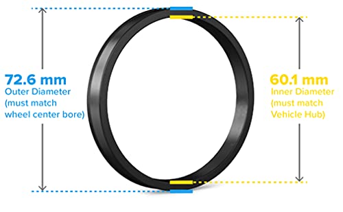 Image of StanceMagic Hubcentric Rings (Pack of 4) - 60.1mm ID to 72.6mm OD - Black Poly Carbon Plastic Hubrings - Only Compatible with Toyota and Lexus with 60.1mm Vehicle Hubs and 72.6mm Wheel Centerbore
