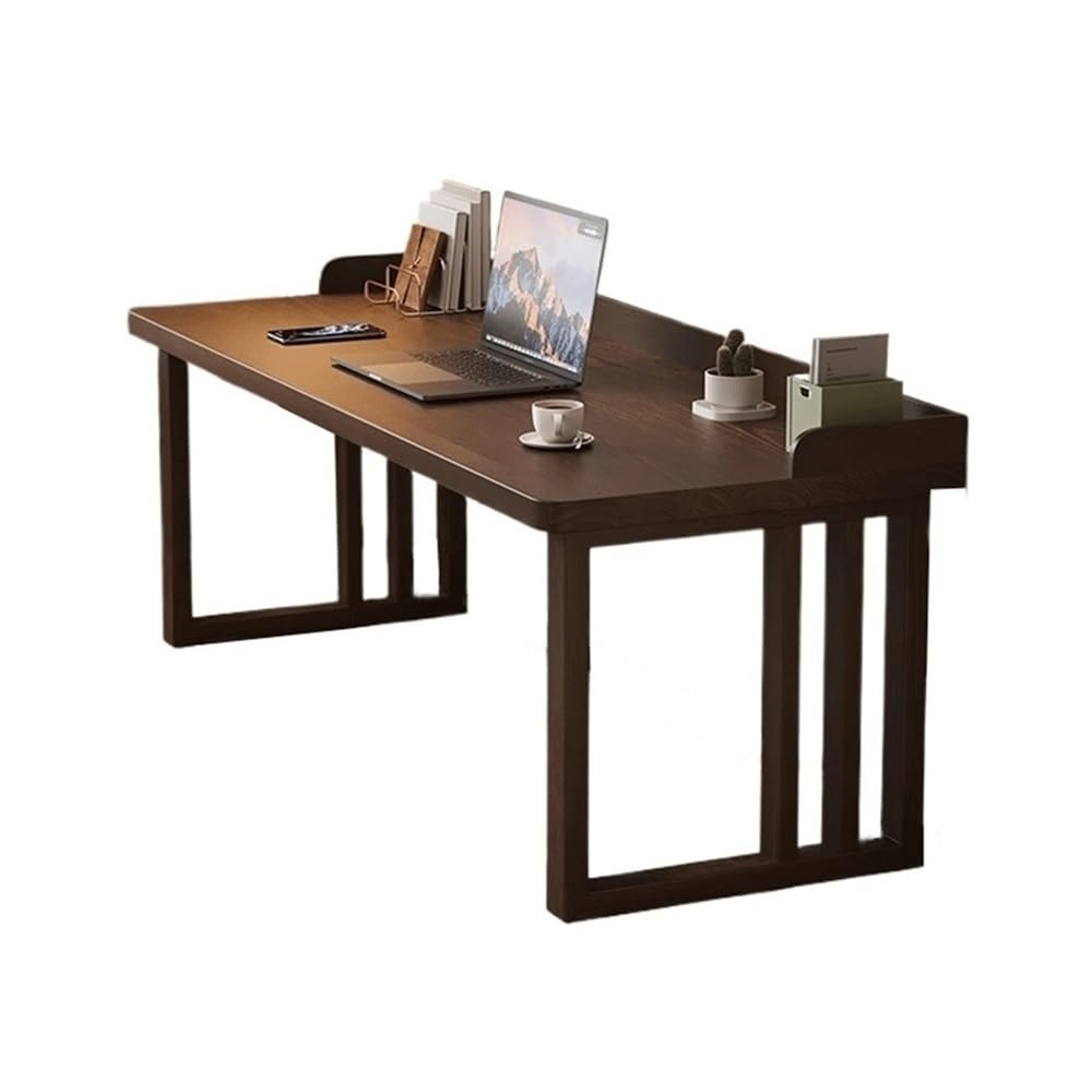 IUokLU Computer Desk Home Office PC Desk Workstation with Thicken Frame, Modern Simple Writing Table for Home Office, Dark Walnut (140cm)