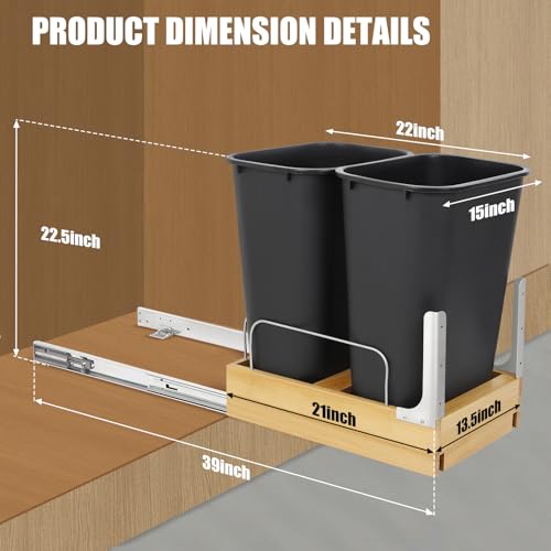 Caneca de basura extra grande extraíble doble 96 Qt para gabinete B21 miniatura 4