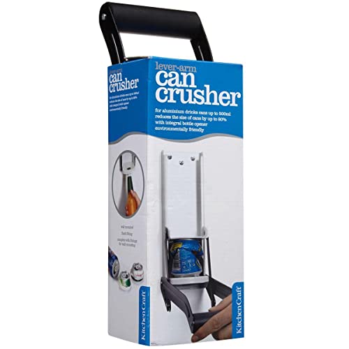 KitchenCraft Wall Can Crusher with Beer Bottle Opener, Metal, Black/White - Image 3