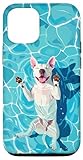 custodia per iphone 15 pro divertente bull terrier in piscina acqua nuotare carino cane mamma papà