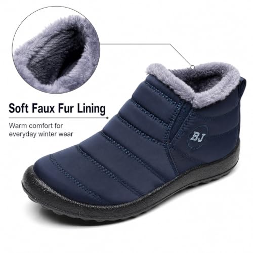 Image of Winter Snow Boots for Women Men, Lightweight Water-Resistant Boots | faux fur lining, rubber sole, warm winter wear, dog walking, errands, light snow, indoor outdoor