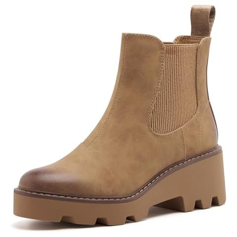 vodvob Chelsea Boots For Women Platform Chunky Heels Casual Boot Ankle Booties Cover