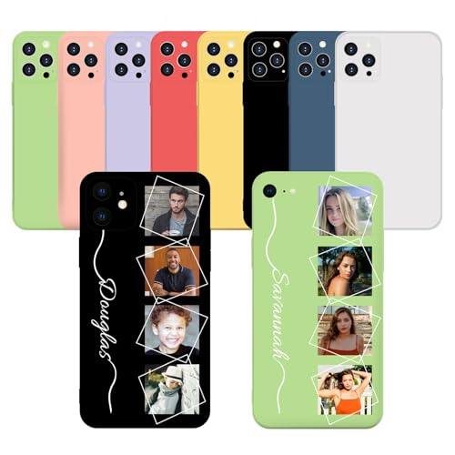 Naispanda Funda Personalizada para iPhone 13 con Texto Fotográfico Material de Silicona Líquida Suave Fundas Personalizadas para Teléfono con Forro de Microfibra Suave