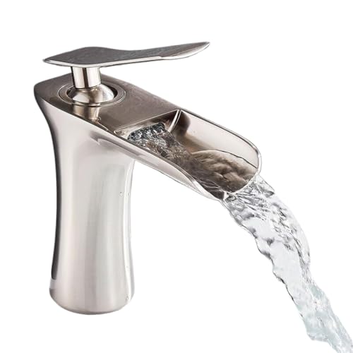 Robinet lavabo salle de bain cascade mitigeur laiton brossé chaud froid