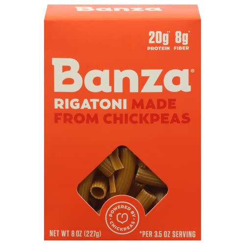 Banza Chickpea Pasta - High Protein Gluten Free Healthy Pasta - Rigatoni (8 oz)
