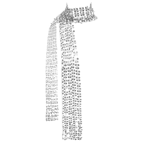 LJBFNN Sparkly Sequin Scarf for Women Lightweight Glitter Neck Scarves Belt Skinny Thin Shawl for Party Club Prom Daily (Silver)