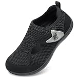 JOINFREE Womens Shoes Wide Fit Barefoot Walking Shoes Adjustable Flat Trainers Breathable Non-Slip Casual Trainers for Swollen or Sensitive Feet Black 8 UK