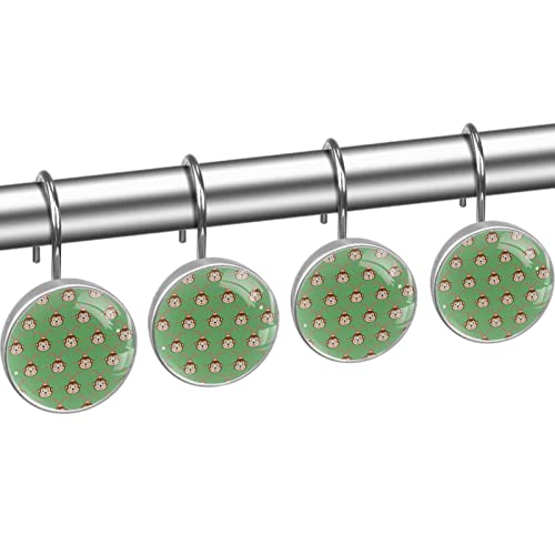 Crochets de rideau de douche singe vert en acier inoxydable x12 - 3